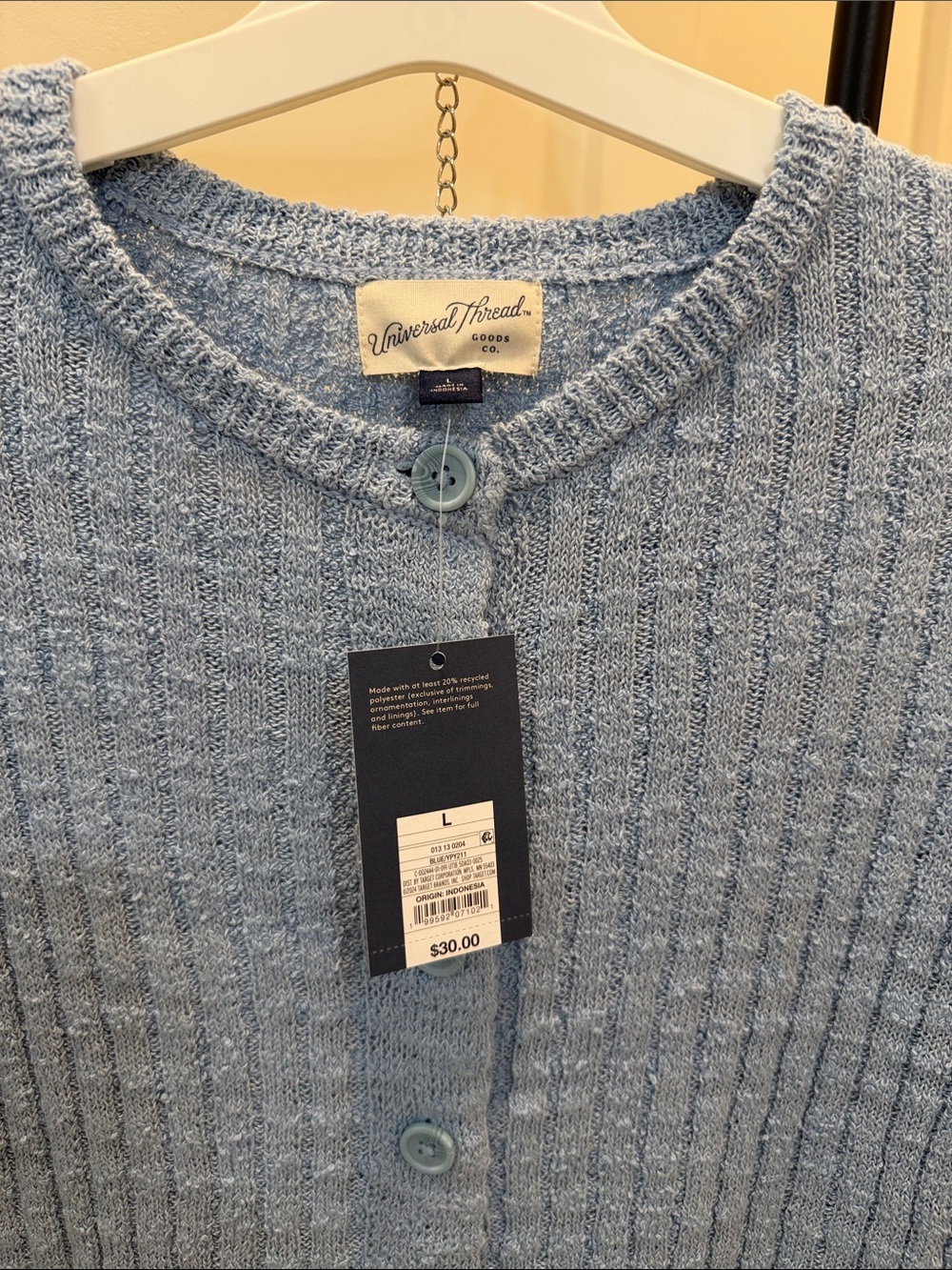Universal Thread Light Blue Ribbed Button-Up Cardigan #898 - Picture 3 of 7